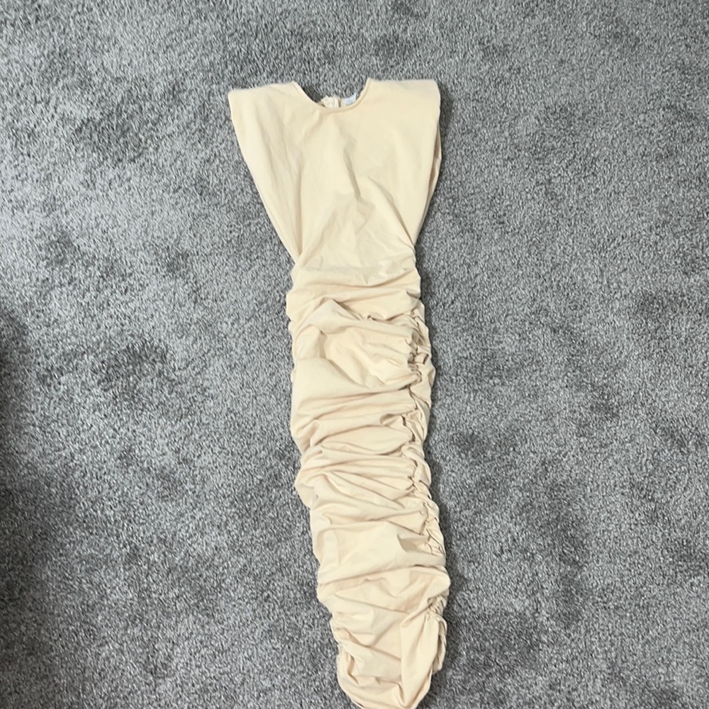 Shoulder Pad MIDI Dress - Cream
